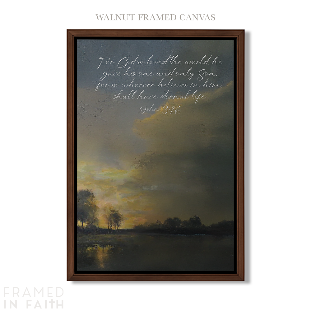 Sunset Lake Landscape Custom Bible Verse Print