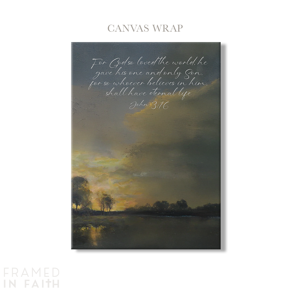 Sunset Lake Landscape Custom Bible Verse Print