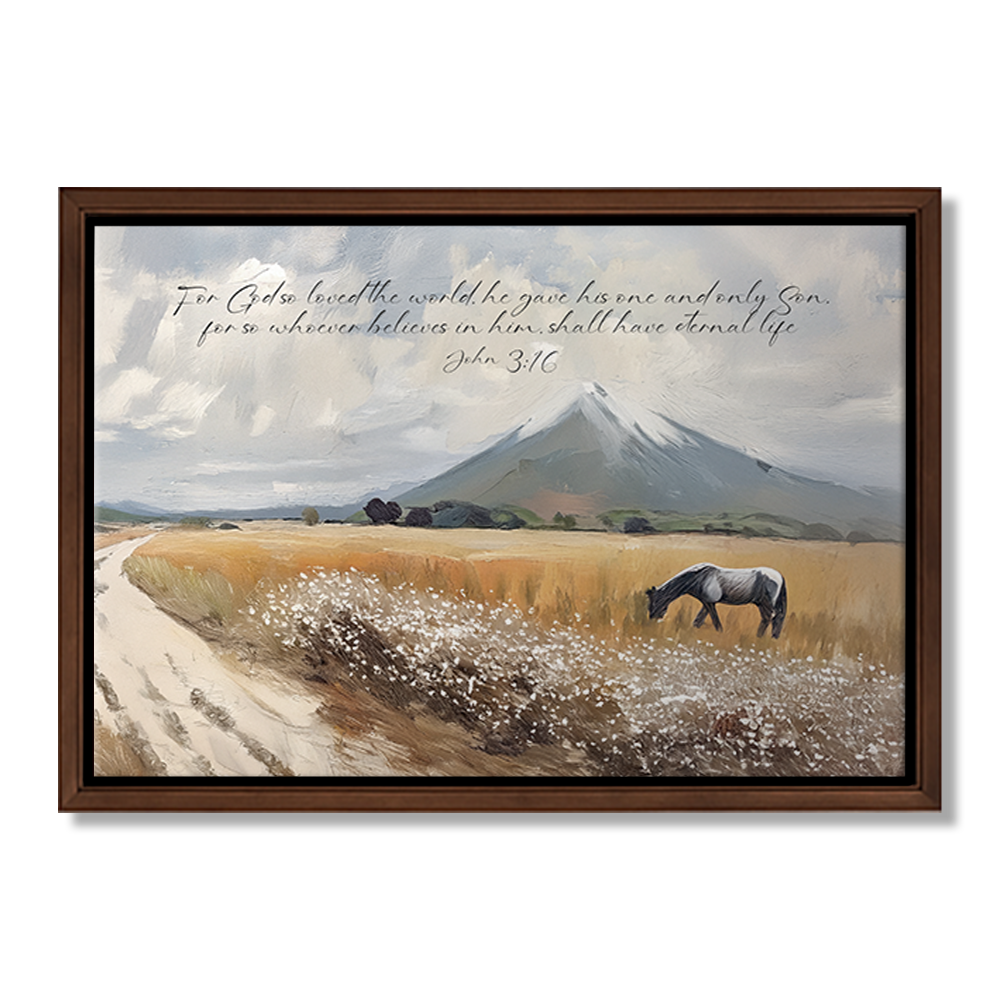 Horse & Mountain Landscape Custom Scripture Print