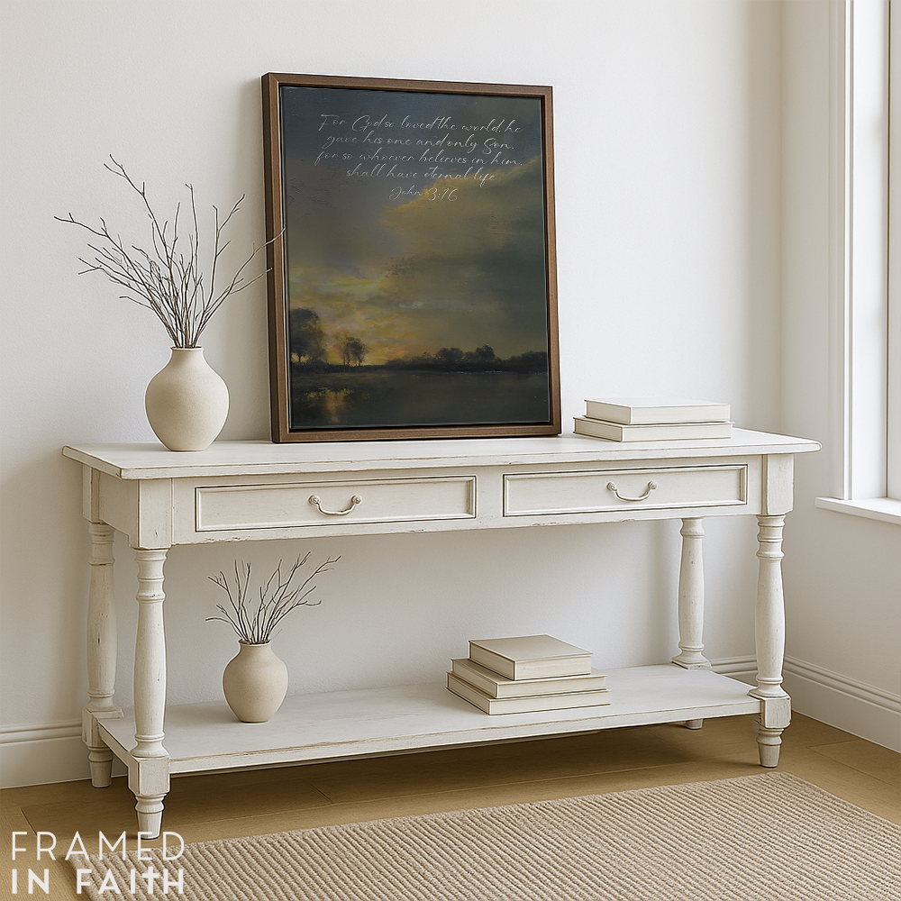 Sunset Lake Landscape Custom Bible Verse Print