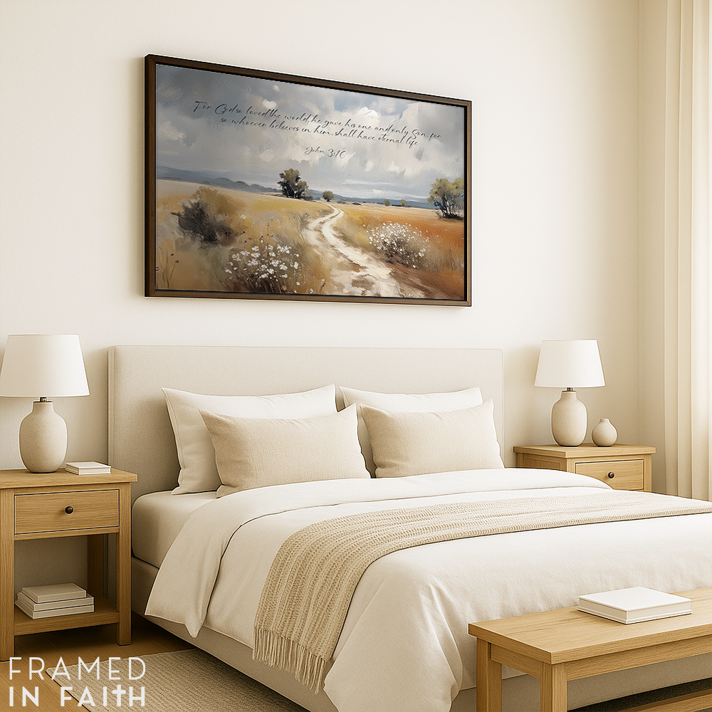 Golden Field Landscape Custom Bible Verse Wall Art