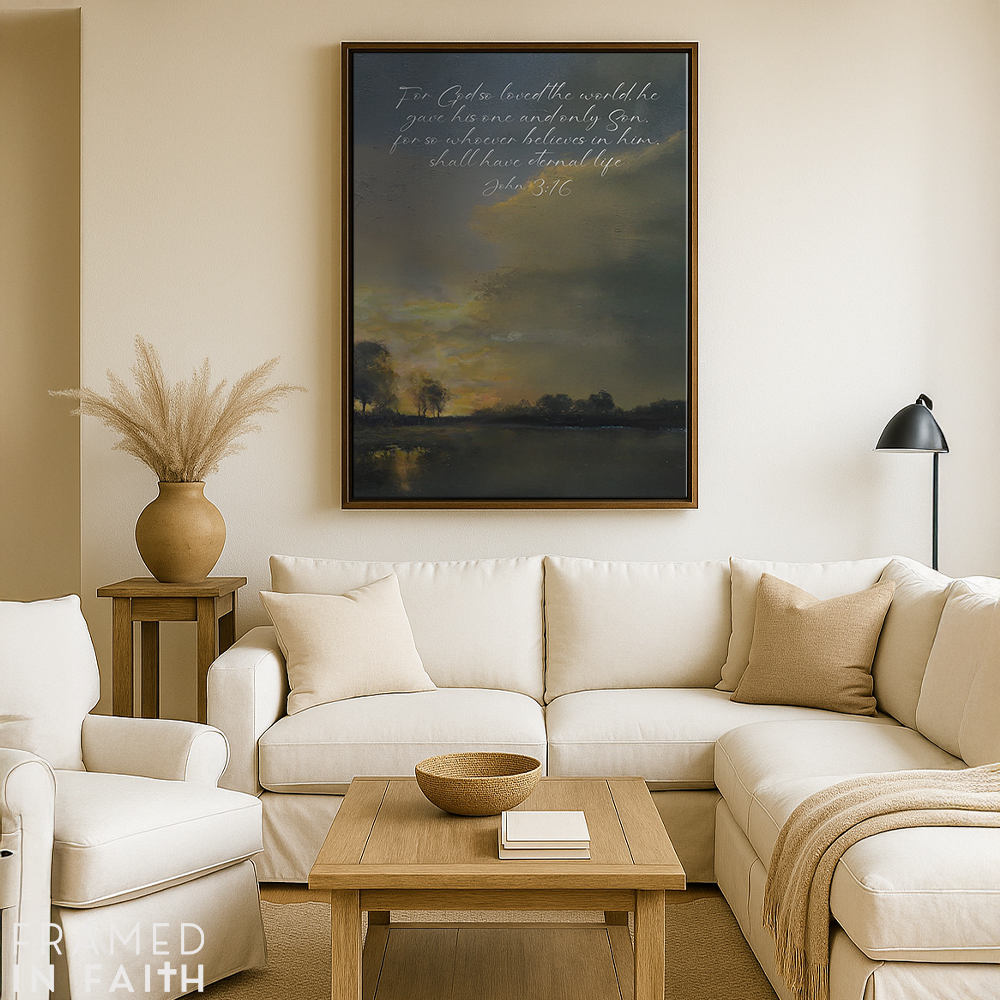 Sunset Lake Landscape Custom Bible Verse Print