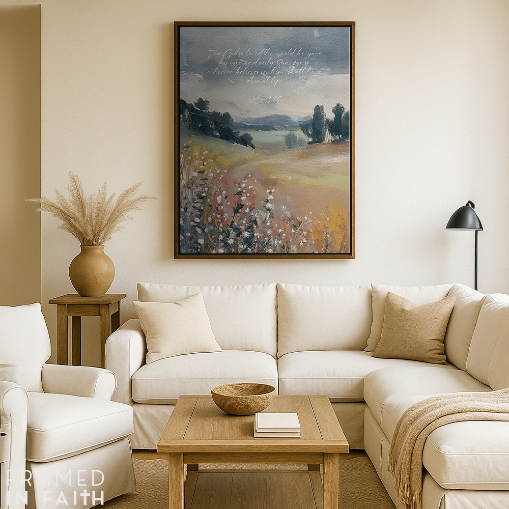 Wildflower Mountain Landscape Custom Bible Verse Print