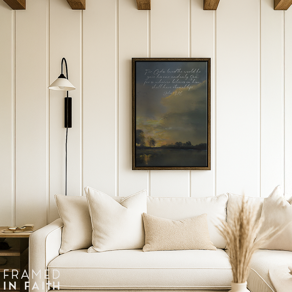 Sunset Lake Landscape Custom Bible Verse Print