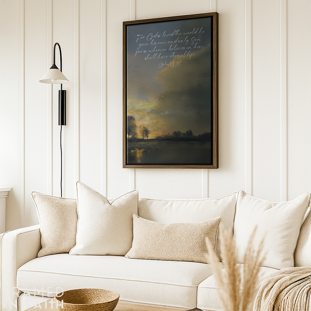 Sunset Lake Landscape Custom Bible Verse Print