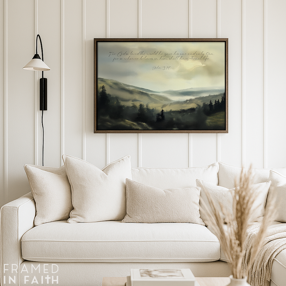 Shadowed Forest Landscape Custom Bible Verse Wall Art