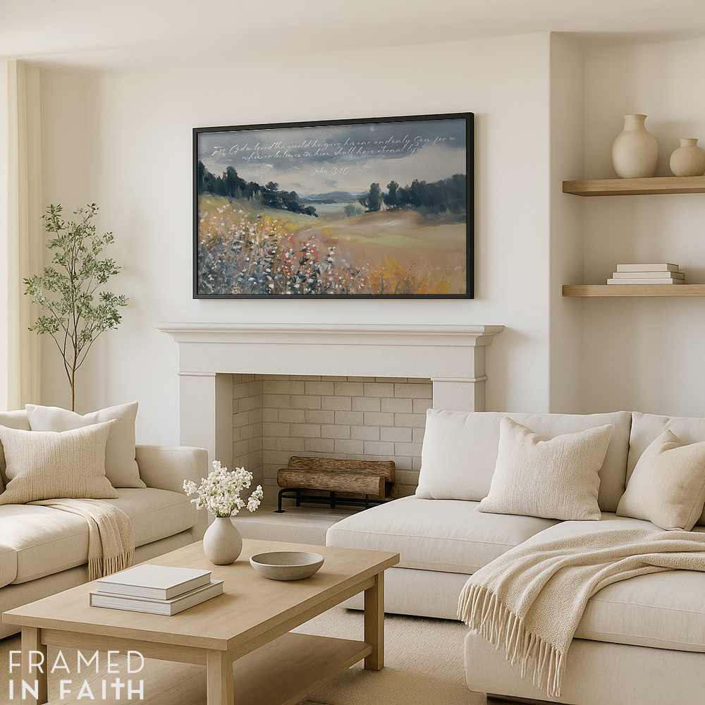 Spring Meadow Landscape Personalized Scripture Wall Art